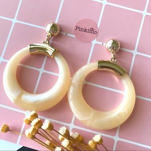 Marble Pattern Hoop Statement Earrings